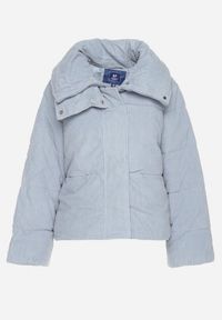Born2be - Jasnoniebieska Sztruksowa Kurtka z Wysokim Kołnierzem Realitia. Okazja: na co dzień. Typ kołnierza: golf. Kolor: niebieski. Materiał: sztruks. Styl: elegancki, casual #6