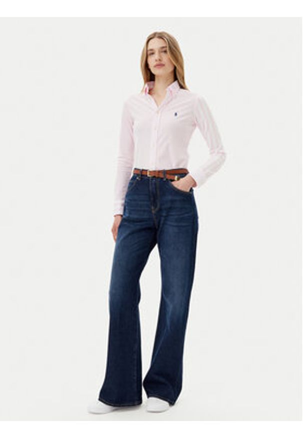 Polo Ralph Lauren Koszula 211965102001 Różowy Slim Fit. Typ kołnierza: polo. Kolor: różowy. Materiał: bawełna