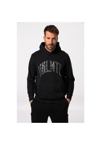 JAY-PI - Męska Bluza z kapturem fitness bluza nadruk na piersi kieszeń kangurka. Typ kołnierza: kaptur. Kolekcja: plus size. Kolor: czarny. Materiał: materiał, poliester, bawełna. Wzór: nadruk. Sport: fitness