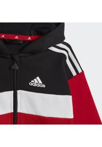 Adidas - Dres Tiberio 3-Stripes Colorblock Fleece Kids. Kolor: czerwony, czarny, wielokolorowy, biały. Materiał: dresówka