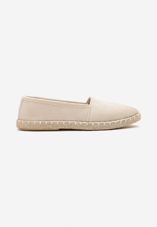 Renee - Beżowe Espadryle Vices na Podeszwie Zdobionej Plecionką Sesoriela. Okazja: na co dzień. Zapięcie: bez zapięcia. Kolor: beżowy. Materiał: jeans. Wzór: aplikacja. Sezon: lato, wiosna. Styl: casual