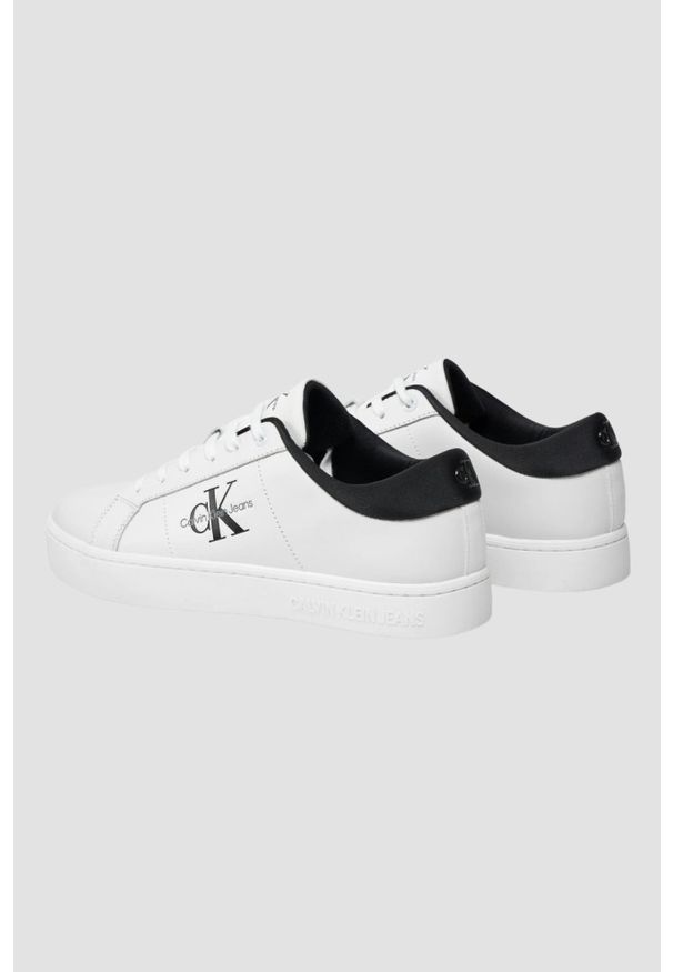 Calvin Klein - CALVIN KLEIN Białe męskie sneakersy. Kolor: czarny