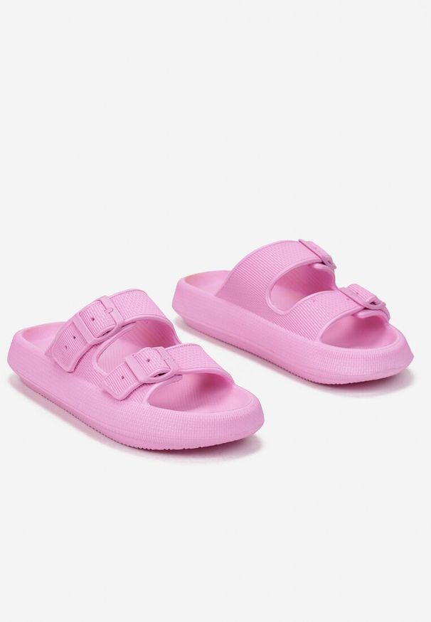 Born2be - Różowe Klapki Dianile. Kolor: różowy. Materiał: guma. Wzór: aplikacja, paski, jednolity