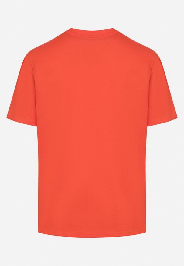 Born2be - Pomarańczowa Bawełniana Koszulka z Nadrukiem z Napisem Mepize. Okazja: na co dzień. Kolor: pomarańczowy. Materiał: bawełna. Wzór: nadruk, napisy. Styl: casual, elegancki, klasyczny