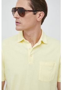 Polo Ralph Lauren polo z domieszką lnu kolor żółty gładki. Typ kołnierza: polo. Kolor: żółty. Materiał: len. Wzór: gładki #3