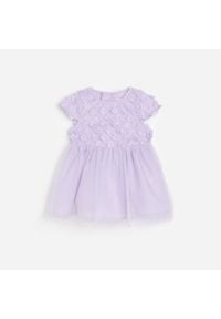 Reserved - Sukienka z tiulową spódnicą - Fioletowy. Kolor: fioletowy. Materiał: tiul #1