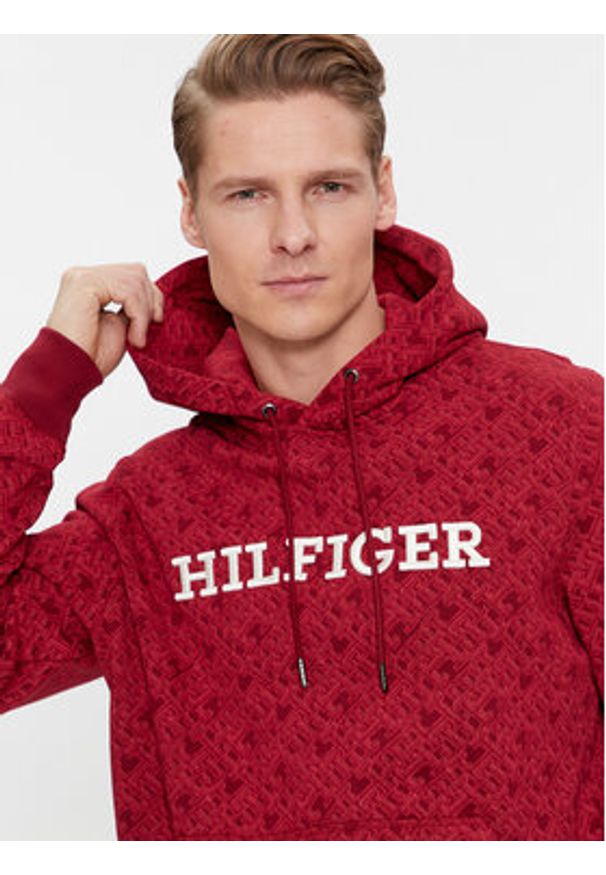 TOMMY HILFIGER - Tommy Hilfiger Bluza Aop Monogram MW0MW32703 Czerwony Regular Fit. Kolor: czerwony. Materiał: bawełna