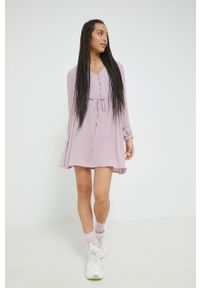 JDY sukienka kolor fioletowy mini rozkloszowana. Kolor: fioletowy. Materiał: tkanina. Długość rękawa: długi rękaw. Typ sukienki: rozkloszowane. Długość: mini #5
