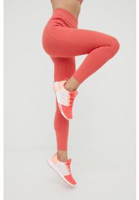 Only Play legginsy treningowe damskie kolor czerwony gładkie. Kolor: czerwony. Materiał: skóra, dzianina. Wzór: gładki. Sport: fitness