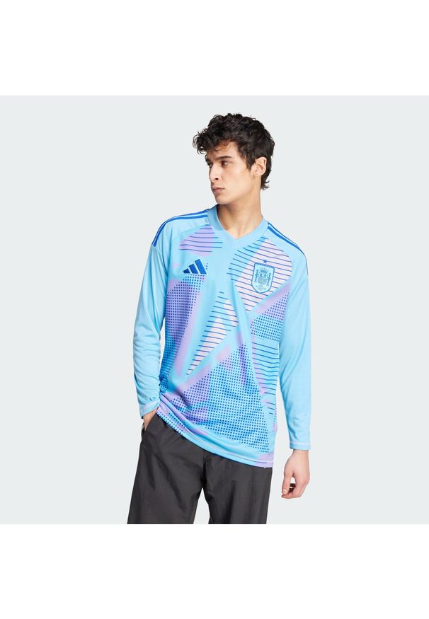 Adidas - Koszulka Spain Tiro 24 Goalkeeper. Kolor: niebieski. Materiał: materiał. Sport: piłka nożna