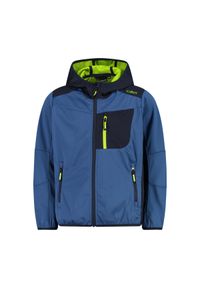 Kurtka z kapturem dla dziecka CMP. Typ kołnierza: kaptur. Kolor: niebieski, wielokolorowy, zielony. Materiał: softshell. Styl: sportowy #1