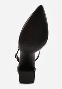 Born2be - Czarne Klasyczne Czółenka na Słupku z Noskiem w Szpic i Paskiem Tenoris. Okazja: na co dzień, na spotkanie biznesowe, na ślub cywilny, do pracy, na wesele. Zapięcie: pasek. Kolor: czarny. Obcas: na słupku. Styl: klasyczny. Wysokość obcasa: średni #6
