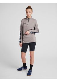 Bluza do piłki nożnej damska Hummel demi-zip hml AUTHENTIC. Kolor: szary. Sport: piłka nożna