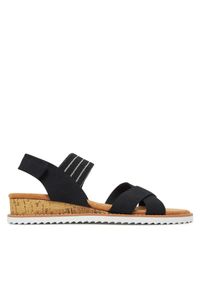 skechers - Skechers Sandały BOBS Desert Kiss-Shore Enough 114130/BLK Czarny. Kolor: czarny. Materiał: materiał #1