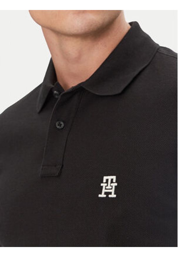TOMMY HILFIGER - Tommy Hilfiger Polo MW0MW33167 Czarny Regular Fit. Typ kołnierza: polo. Kolor: czarny. Materiał: bawełna