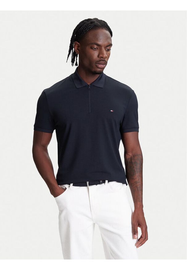 TOMMY HILFIGER - Tommy Hilfiger Polo Performance MW0MW39613 Granatowy Regular Fit. Typ kołnierza: polo. Kolor: niebieski. Materiał: syntetyk