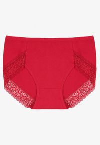 Renee - Bordowe Bawełniane Majtki Figi Zdobione Koronką Idilene. Kolekcja: plus size. Kolor: czerwony. Materiał: koronka, bawełna. Wzór: koronka, aplikacja