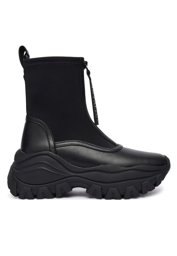 Buffalo Botki Lola Front Zip 1270140 Czarny. Kolor: czarny. Materiał: skóra