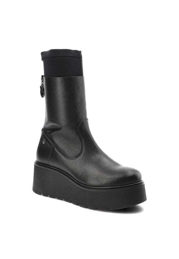 Czarne Botki Maciejka Skórzane Buty Damskie. Okazja: na co dzień. Zapięcie: zamek. Kolor: czarny. Materiał: skóra. Szerokość cholewki: normalna. Styl: casual