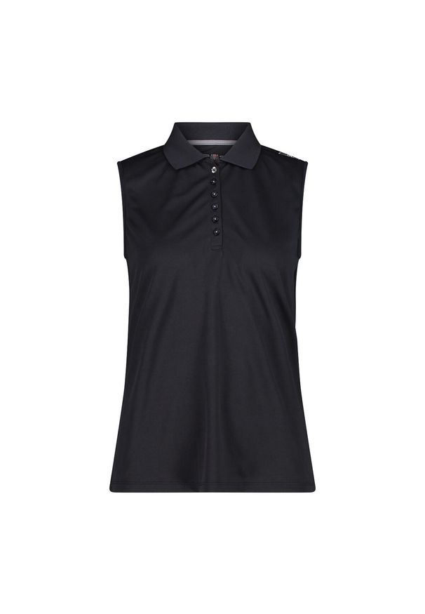 Damska koszulka polo bez rękawów CMP. Typ kołnierza: polo. Kolor: szary. Długość rękawa: bez rękawów