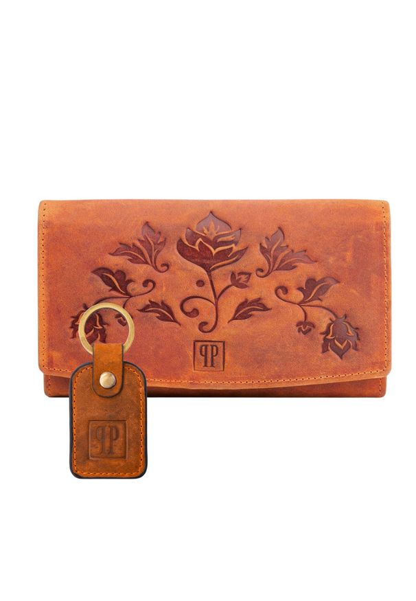 Zestaw prezentowy PAOLO PERUZZI ZUP-104-OR pomarańczowy. Kolor: pomarańczowy. Materiał: skóra