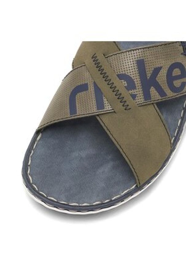 Rieker Klapki 21098-54 Khaki. Kolor: brązowy. Materiał: skóra