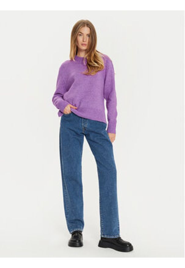 Brave Soul Sweter LK-248CARRY Fioletowy Regular Fit. Kolor: fioletowy. Materiał: syntetyk
