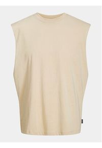 Jack & Jones - Jack&Jones Tank top Grand 12253996 Beżowy Oversize. Kolor: beżowy. Materiał: bawełna #5