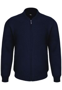 M. Lasota - polski producent - Granatowy rozpinany sweter męski kardigan z wełny merino SL04 Antonio. Typ kołnierza: kołnierzyk stójkowy. Kolor: niebieski. Materiał: wełna. Długość: krótkie. Wzór: gładki. Styl: sportowy #1