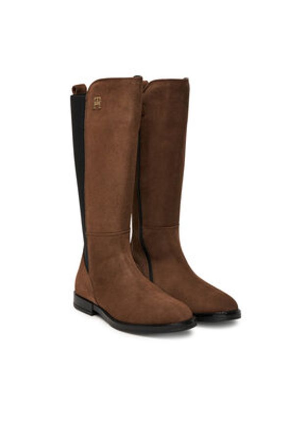 TOMMY HILFIGER - Tommy Hilfiger Kozaki T4A6-34034-1429 Brązowy. Kolor: brązowy. Materiał: skóra, zamsz