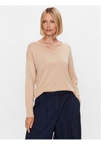 Weekend Max Mara Sweter Martina 23536609 Beżowy Regular Fit. Kolor: beżowy. Materiał: bawełna