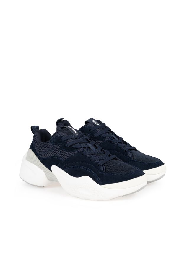 Antony Morato Sneakersy | MMFW01237-LE300005 | Mężczyzna | Granatowy. Nosek buta: okrągły. Kolor: niebieski. Materiał: tkanina, skóra. Sezon: lato