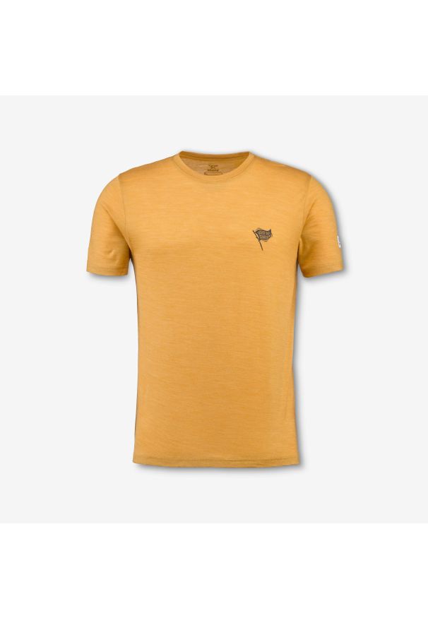 SIMOND - Koszulka trekkingowa męska z krótkim rękawem Merino Fresh. Kolor: żółty, brązowy, wielokolorowy. Materiał: wełna, materiał, akryl. Długość rękawa: krótki rękaw. Długość: krótkie. Sezon: zima, lato. Sport: turystyka piesza