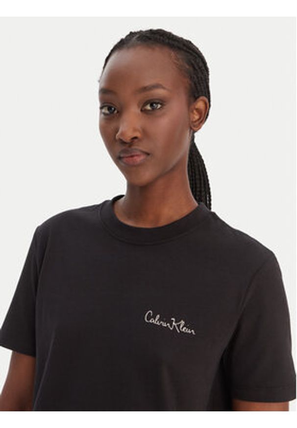 Calvin Klein Jeans T-Shirt LV047E809G Czarny Classic Fit. Kolor: czarny. Materiał: bawełna