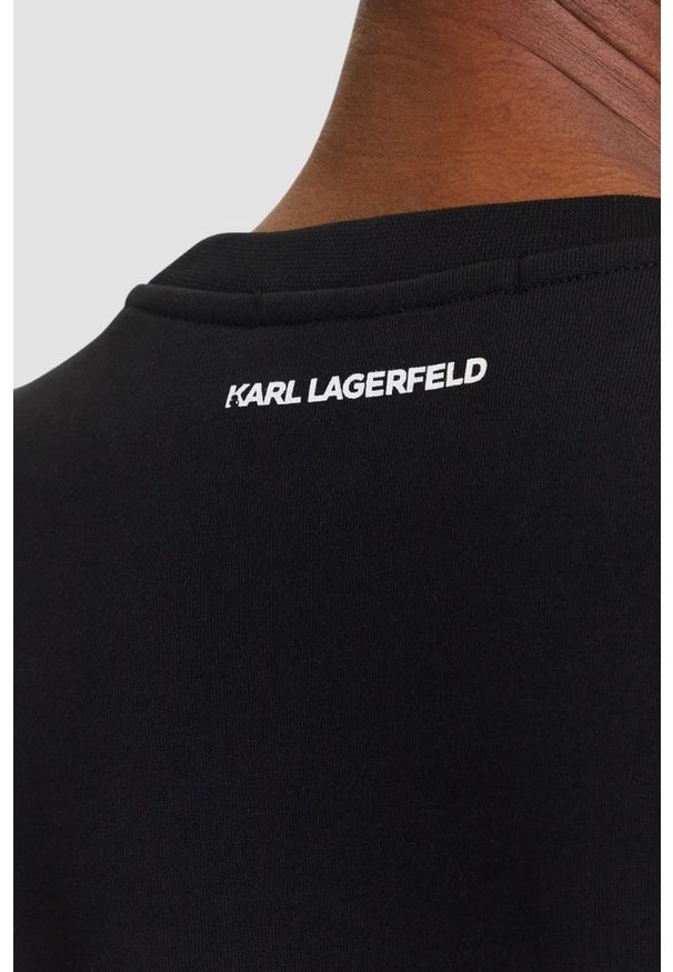 Karl Lagerfeld - KARL LAGERFELD Czarna bluza damska Ikon z nadrukiem, Rozmiar L. Typ kołnierza: dekolt w karo. Kolor: czarny. Materiał: bawełna. Wzór: nadruk. Styl: klasyczny