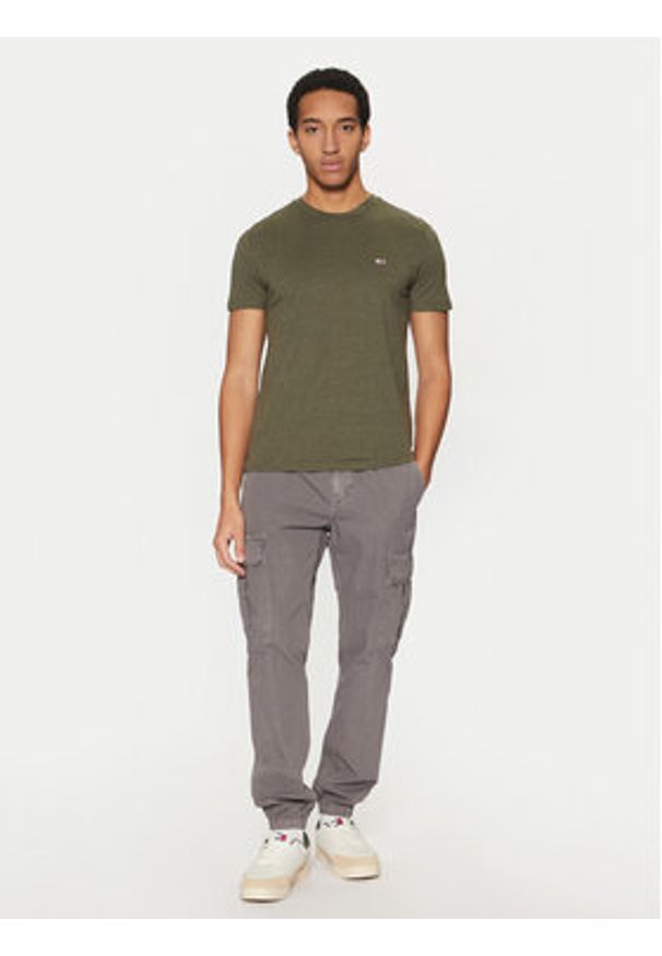 Tommy Jeans T-Shirt Jaspe DM0DM20363 Zielony Slim Fit. Kolor: zielony. Materiał: bawełna