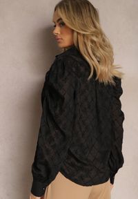 Renee - Czarna Koszula Transparentna z Bufiastymi Rękawami Paiama. Okazja: na co dzień. Kolor: czarny. Styl: casual #4