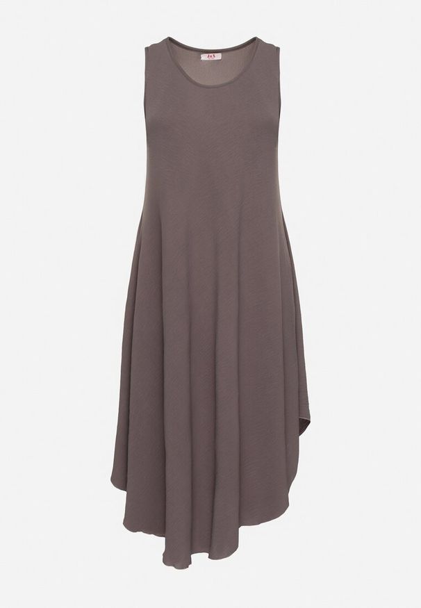 Born2be - Szara Rozkloszowana Sukienka z Bawełną Nairilo. Okazja: na spacer. Kolor: szary. Materiał: bawełna. Sezon: lato. Styl: klasyczny, elegancki