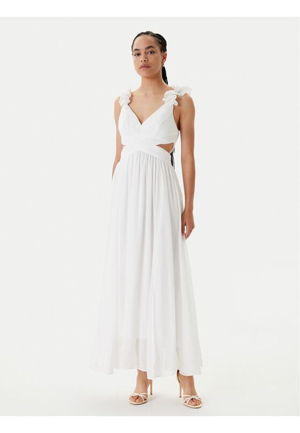 Morgan Sukienka wieczorowa 251-RISSAL Biały Regular Fit. Kolor: biały. Materiał: syntetyk. Styl: wizytowy