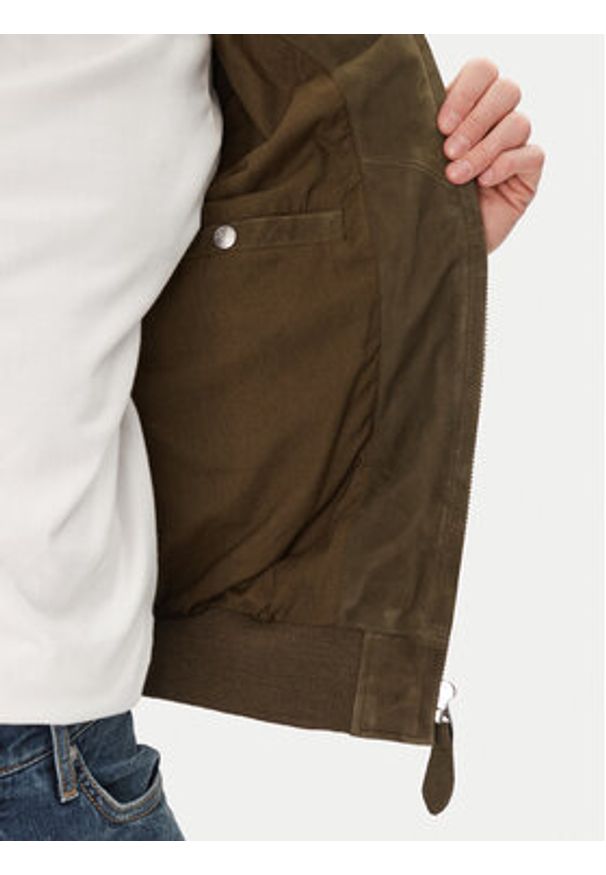 SCHOTT N.Y.C. Kurtka skórzana LC300 Khaki Regular Fit. Kolor: brązowy. Materiał: skóra