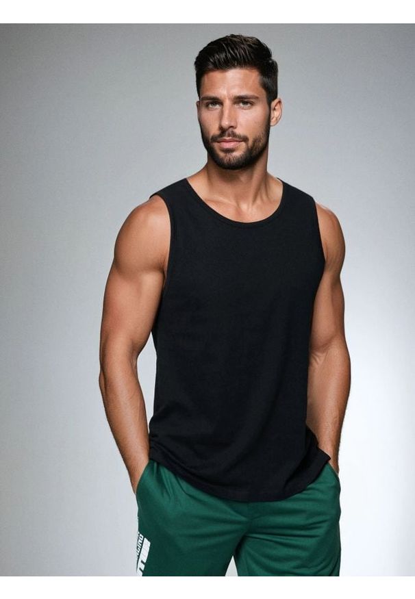 Sinsay - Bawełniany tank top - czarny. Kolor: czarny. Materiał: bawełna