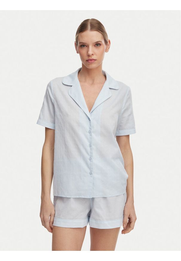 Guess Piżama O6GX00 WN011 Niebieski jasny Regular Fit. Kolor: niebieski. Materiał: bawełna