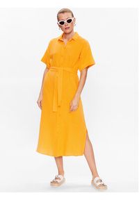 Vero Moda Sukienka koszulowa Natali 10283129 Żółty Regular Fit. Kolor: żółty. Materiał: bawełna. Typ sukienki: koszulowe