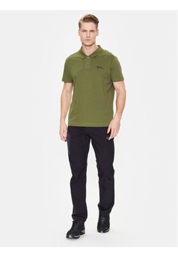 Jack Wolfskin Polo Essential 1809301 Zielony Regular Fit. Typ kołnierza: polo. Kolor: zielony. Materiał: bawełna