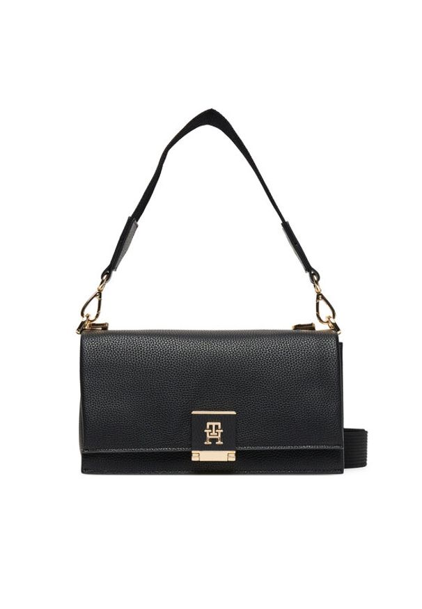 TOMMY HILFIGER - Tommy Hilfiger Torebka Her Med Crossover AW0AW17726 Czarny. Kolor: czarny. Materiał: skórzane