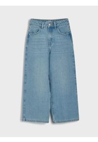 Sinsay - Jeansy wide leg z efektem sprania - niebieski. Kolor: niebieski #1