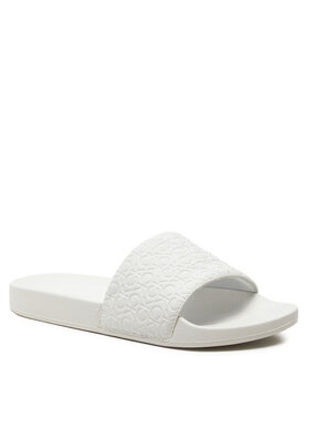 Calvin Klein Klapki Slide Saff Mono HW0HW02106 Biały. Kolor: biały. Materiał: skóra