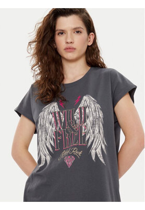JJXX T-Shirt Wilma 12274694 Szary Boxy Fit. Kolor: szary. Materiał: bawełna