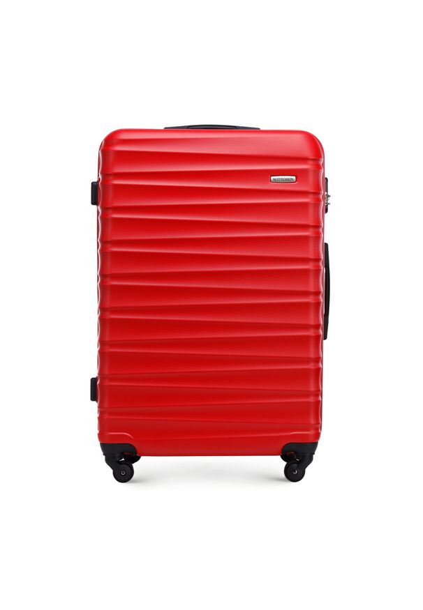 Wittchen - Duża walizka z ABS-u z żebrowaniem czerwona. Kolor: czerwony. Materiał: guma