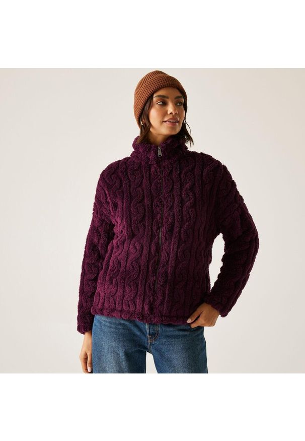 Regatta - Polar damski rozsuwany Alaiya. Kolor: fioletowy. Materiał: polar. Wzór: ze splotem. Sport: turystyka piesza